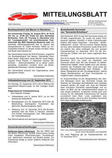 MITTEILUNGSBLATT - Gemeinde Oberbüren