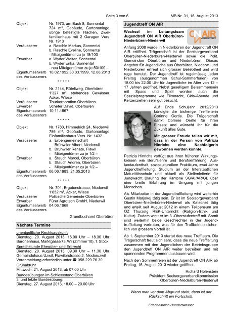 MITTEILUNGSBLATT - Gemeinde Oberbüren