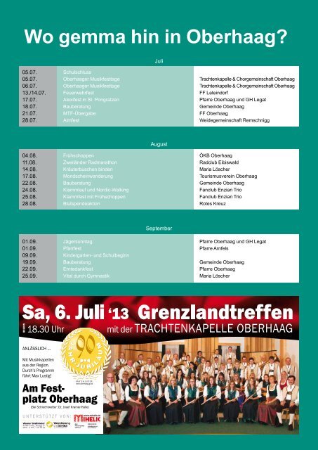 Oberhaager Musikfesttage - Gemeinde Oberhaag