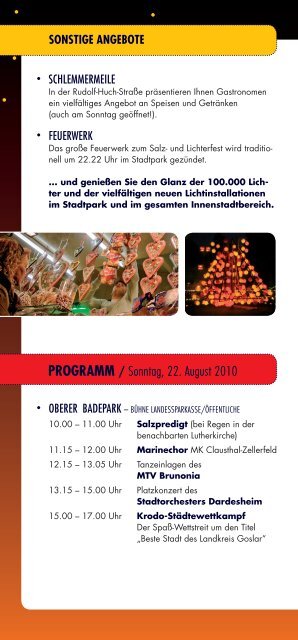 Programm vom Salz- und Lichterfest - Der Oberharz