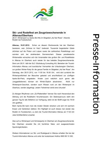 Ganze Pressemitteilung lesen (PDF) - Der Oberharz
