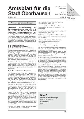 Amtsblatt für die Stadt Oberhausen - in Oberhausen