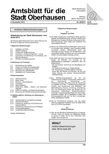 Amtsblatt für die Stadt Oberhausen - in Oberhausen