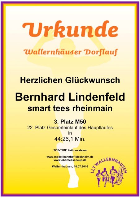 Urkunde 10 km - Oberhessen Cup