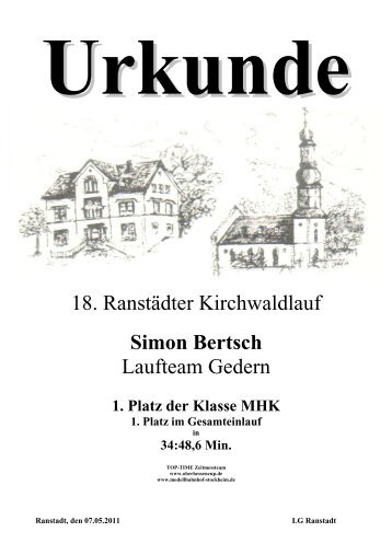 Urkunde - Oberhessen Cup