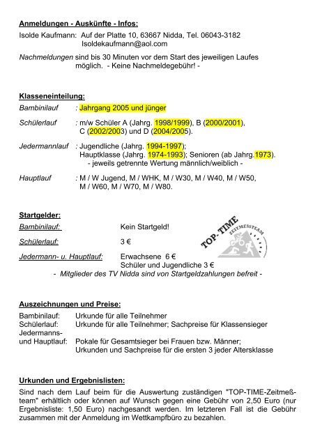 Ausschreibung zum 26. Niddaer Stadtlauf am 10 ... - Oberhessen Cup