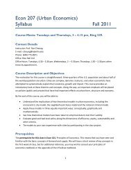 Econ 207 (Urban Economics) Syllabus Fall 2011 - Oberlin College