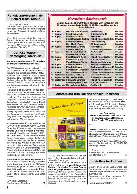 Stadtanzeiger August 2009 - in der Stadt Oberlungwitz