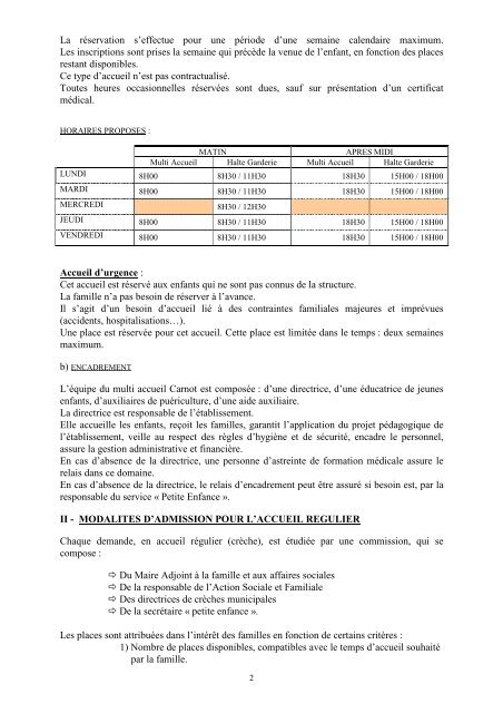 reglement creche multi accueil carnot - Bourg-la-reine