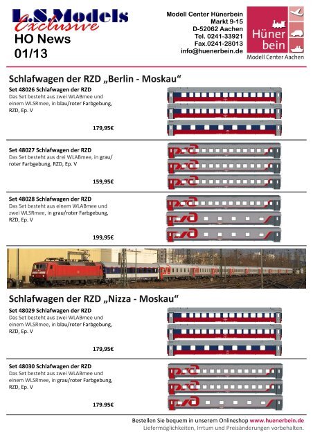 LS Models Information 1/13 - Modell Center Hünerbein