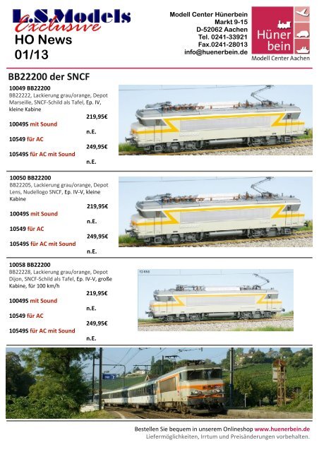 LS Models Information 1/13 - Modell Center Hünerbein