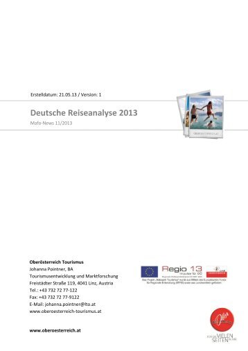 Deutsche Reiseanalyse 2013 - OberÃ¶sterreich Tourismus