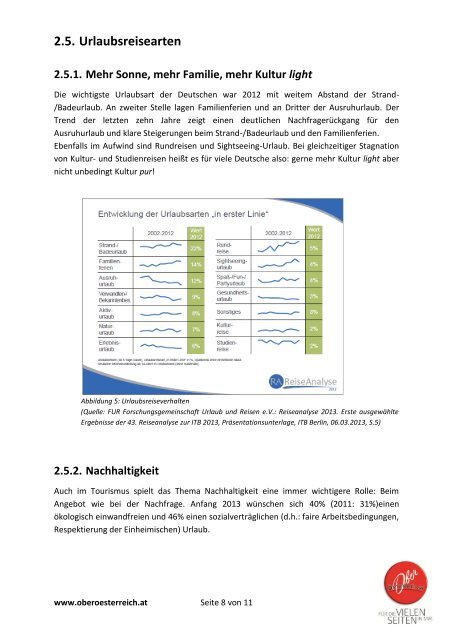 Deutsche Reiseanalyse 2013 - OberÃ¶sterreich Tourismus