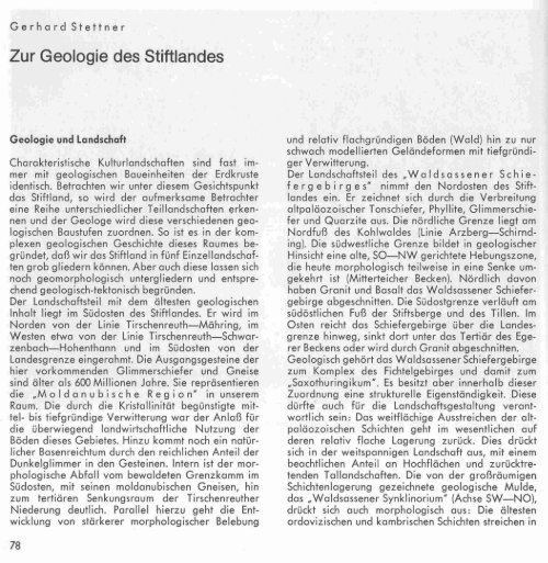 Zur Geologie des Stiftlandes