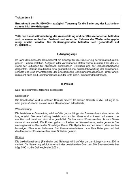 Traktandenbericht vom 25. November 2010 - Gemeinde Oberrohrdorf