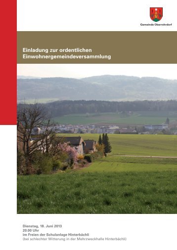 Traktandenbericht vom 18. Juni 2013 - Gemeinde Oberrohrdorf