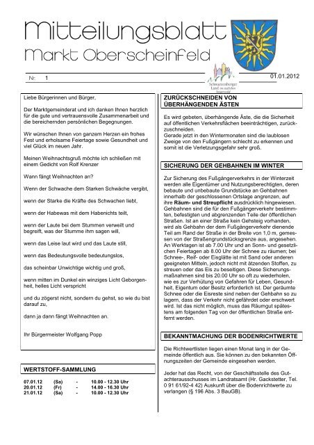 Mitteilungsblatt Januar 2012 Oberscheinfeld