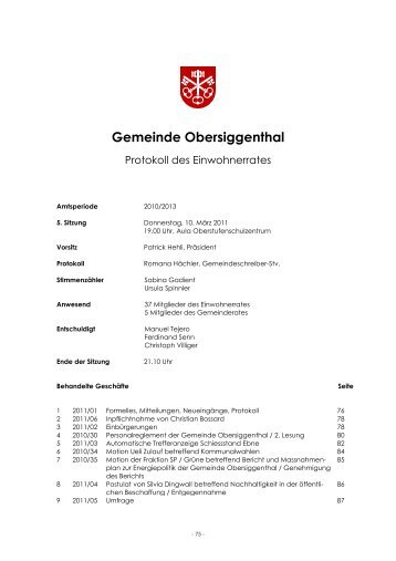 Einwohnerrat20110310.pdf, Seiten 1-14 - Gemeinde Obersiggenthal