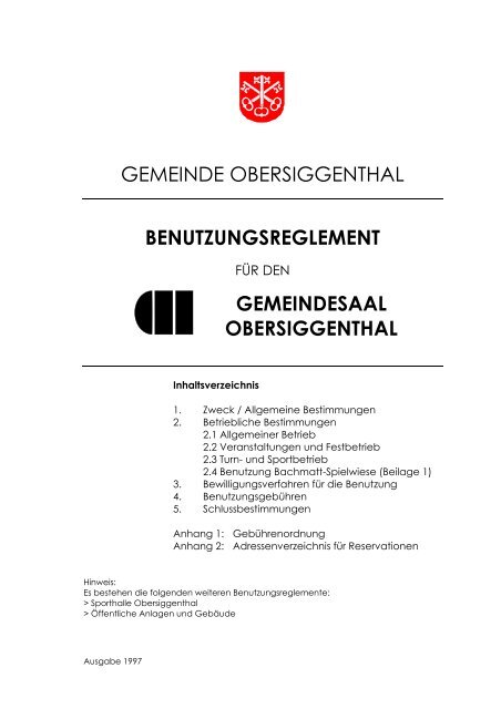 gemeindesaal obersiggenthal - Gemeinde Obersiggenthal