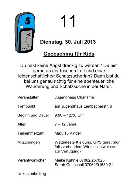 Programmheft 2013 - Gemeinde Oberstenfeld