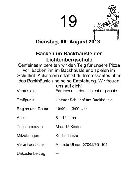 Programmheft 2013 - Gemeinde Oberstenfeld