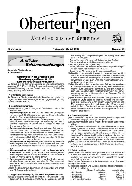 Ausgabe 30 vom 26.07.2013 - in der Gemeinde Oberteuringen