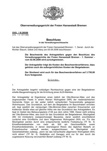 1 B 285/06 - Oberverwaltungsgericht Bremen