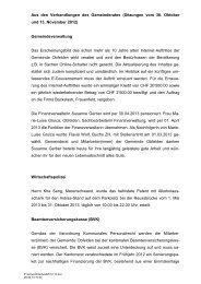 Gemeinderatssitzungen vom 30. Oktober und 13. November 2012