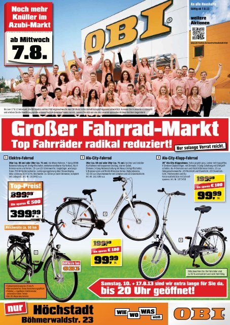 Top Fahrräder radikal reduziert - OBI Baumarkt Franken