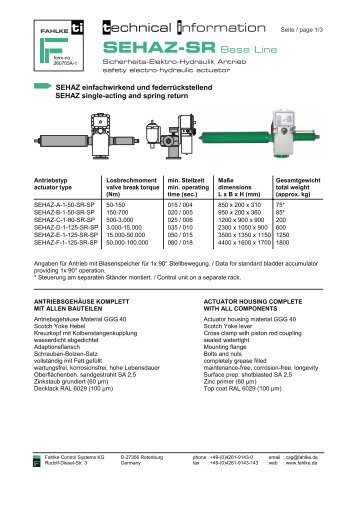 SEHAZ einfach wirkend und federschließend - Fahlke Control ...