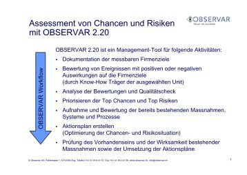 Assessment von Chancen und Risiken mit OBSERVAR 2.20