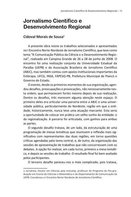 Jornalismo cientÃ­fico & desenvolvimento regional - ObservatÃ³rio da ...