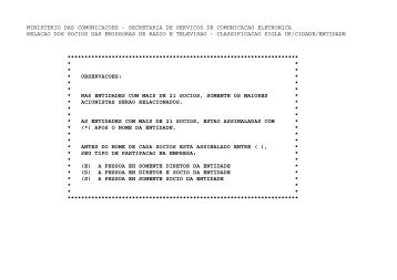 RelaÃ§Ã£o dos sÃ³cios das emissoras de rÃ¡dio e televisÃ£o
