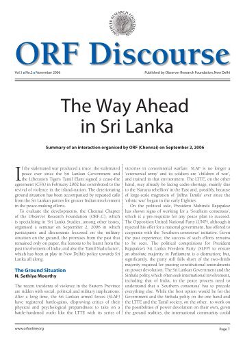 The Way Ahead in Sri Lanka - Observer Research Foundation
