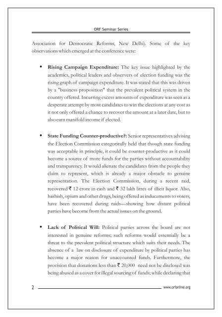 Campaign Finance Reforms in India: Issues and Challenges