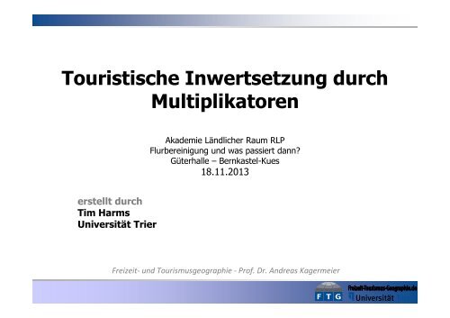 Touristische Inwertsetzung durch Multiplikatoren - Obstbau