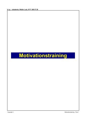 Unterlagen Motivationstraining - OBV Breisgau