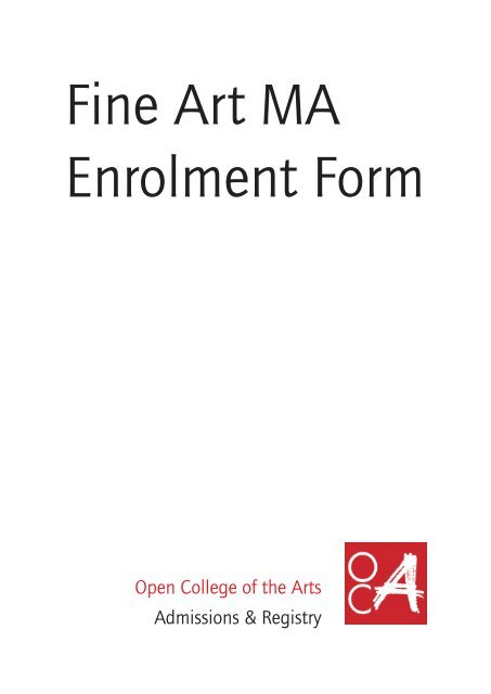 MA Fine Art Enrolment Form - Open College of the Arts