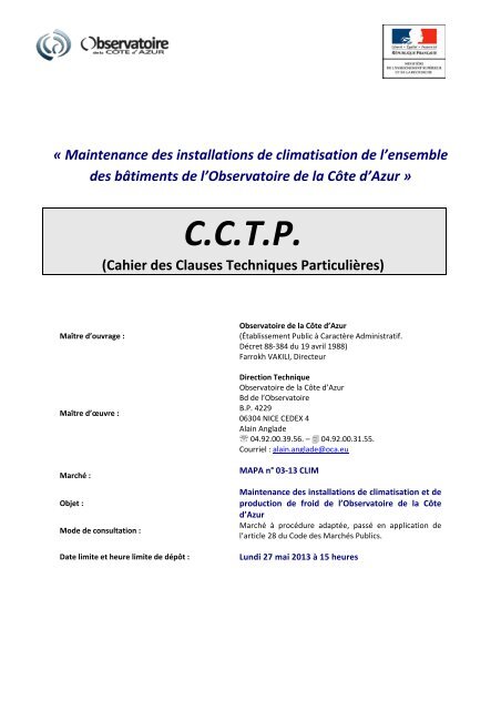 C.C.T.P. - Observatoire de la CÃ´te d'Azur