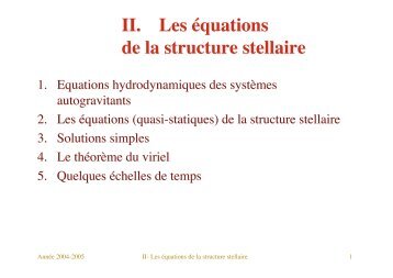 II. Les Ã©quations de la structure stellaire