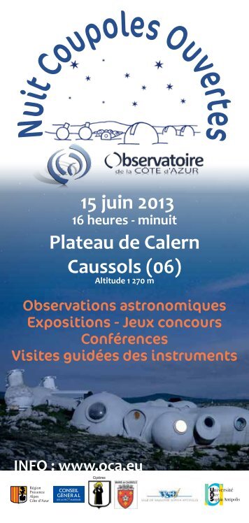 Nuit Coupoles Ouvertes - Observatoire de la CÃ´te d'Azur