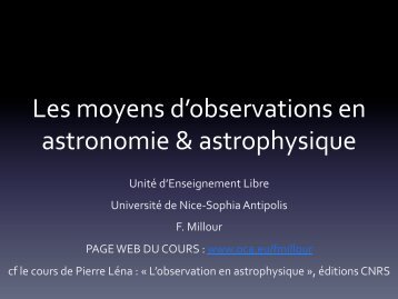 Les moyens d'observations en astronomie & astrophysique
