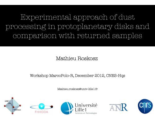 Experimental approach of dust processing in protoplanetary disks ...