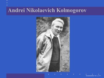 Andrei Nikolaevich Kolmogorov - Observatoire de la CÃ´te d'Azur