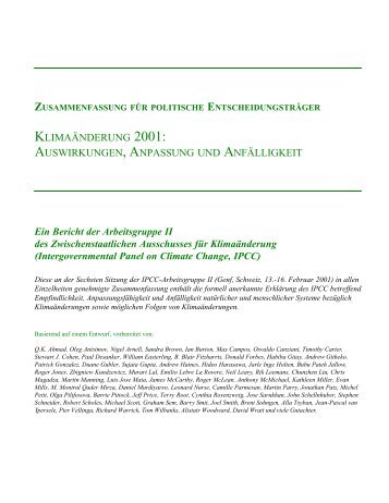 KLIMAÃNDERUNG 2001: AUSWIRKUNGEN, ANPASSUNG ... - IPCC