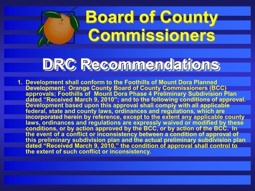 Public Hearing 2 Preliminary Subdivision Plan Foothills of Mount Dora