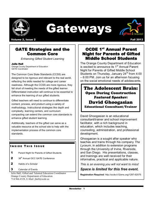 GATEWAYS, volume 2.pdf - Orange County Department of Education