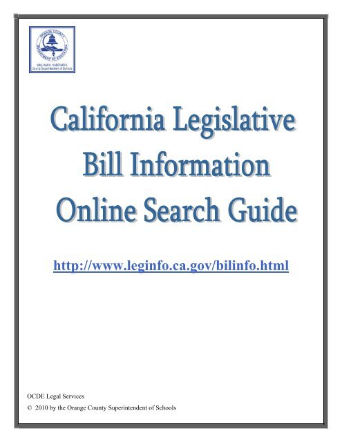 California Legislative Bill Information Online Search Guide