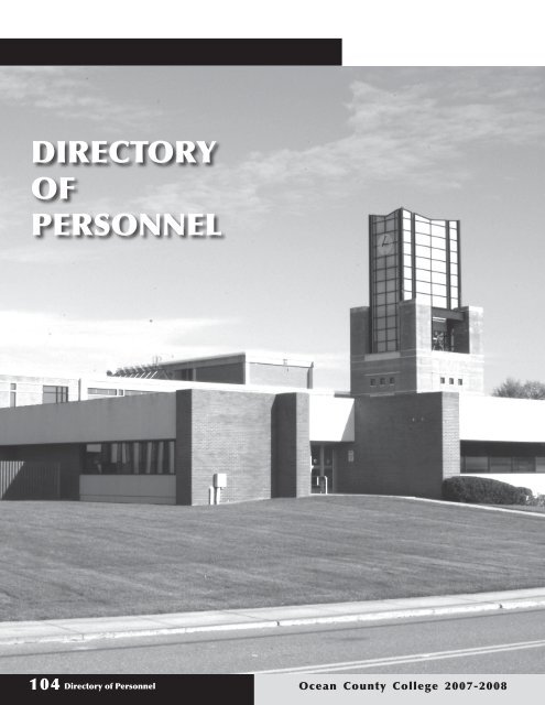 DireCtOry Of PersOnnel - Ocean County College