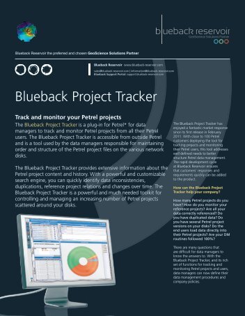 Blueback Project Tracker Flyer - Ocean - Schlumberger